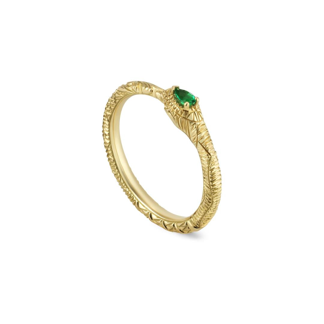 Ouroboros Ring In 18Kt Gold & Emerald YBC679103001 Gucci Jewelry