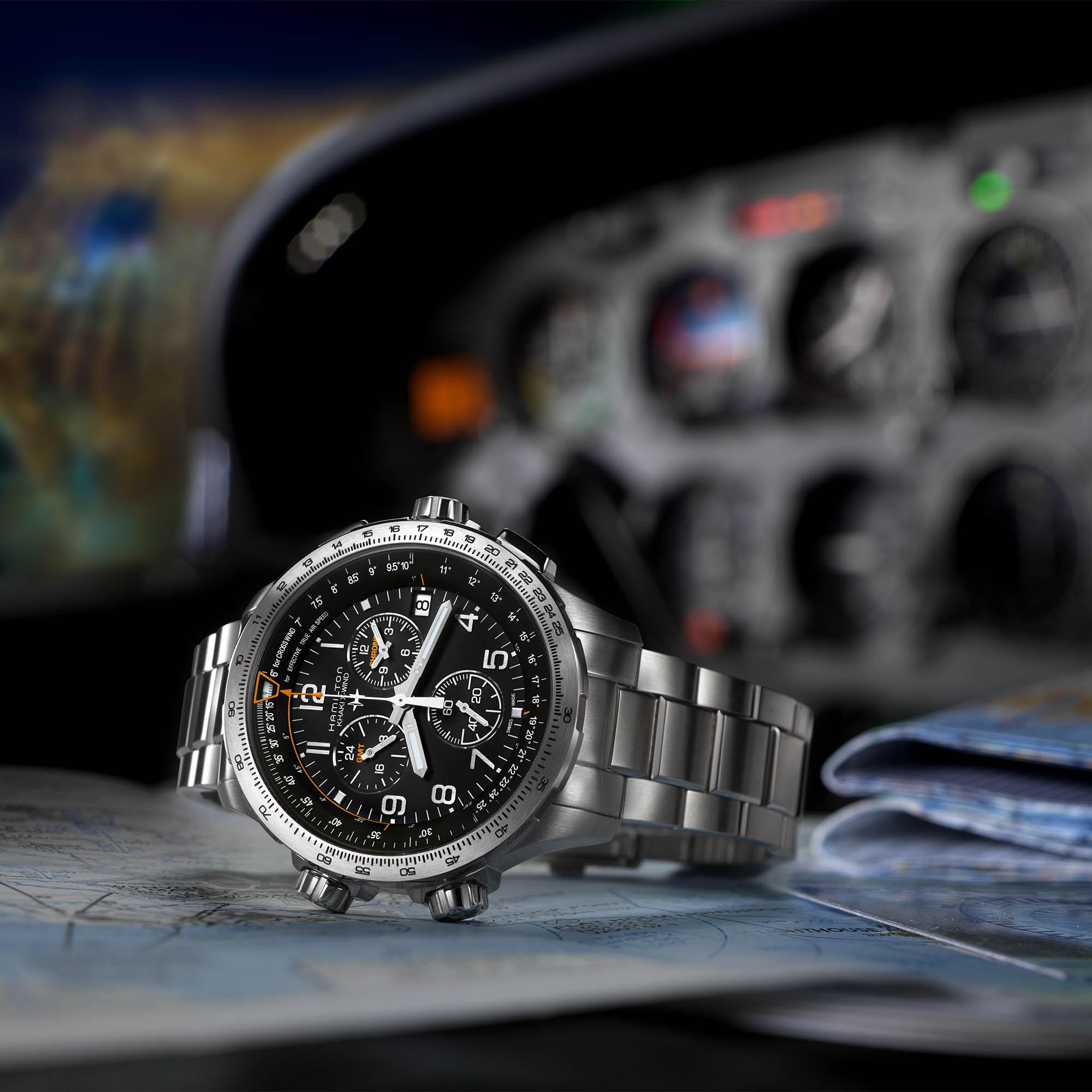 Khaki Aviation X-Wind Gmt Chrono Quartz Watch Hamilton