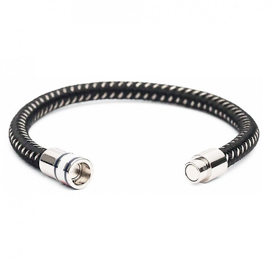 Men's Stainless Steel & Black Cotton Bracelet 2790004 Tommy Hilfiger Jewelry